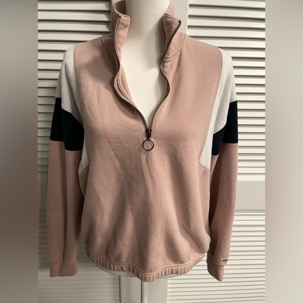 Abercrombie color block pullover with 3/4 zipper L
